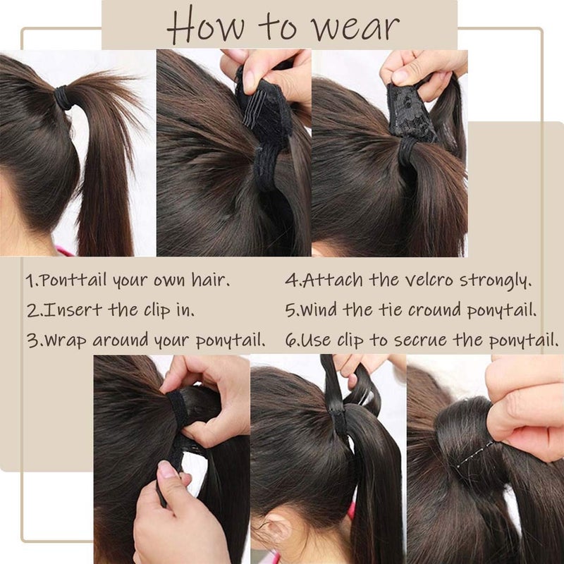Gangel Red Ponytail Hair Extension Straight Pony Tails Wrap Around Hairpiece Claw Synbthetic Clip in Long Hair Extensions Magic Drawstring Pony Tail Hair Wraps(1 pc) (Wine Red Burg) - Image 4